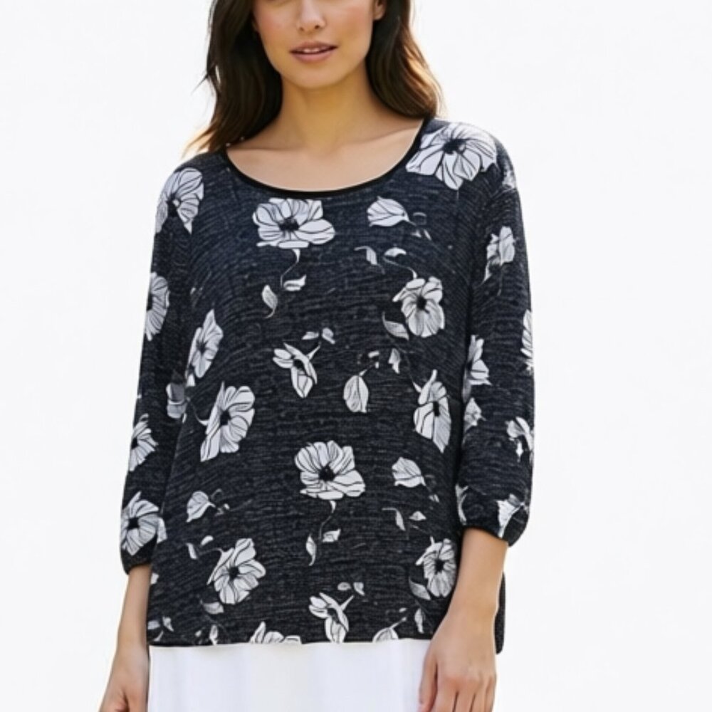JTB  Black and Gray Floral Tunic